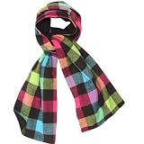 Neon Brights Plaid Check Flannel Fleece Scarf