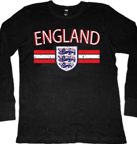 England Crest International Soccer Thermal Shirt, English Soccer Mens Thermal Shirt, Large, Black