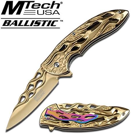 MT-A822GD GOLD TITANIUM FINISH 6aeV5ZzAi5 ASSISTED OPENING KNIFE vCYfb6k WITH FLAMING ghkdiwiy 2334rtyui gbh SPRING ASSIST KNIFE4.75" CLOSED3.25" GOLDEN STAINLESS STEEL RtRYSPKE BLADE 3MMUPPER FLAMING CUTTING OUT LHNXybb PATTERNGOLDEN STAINLESS STEEL HANDLEFLAMING CUTTING OUT PATTERNINCLUDES RAINBOW FINISHED POCKET CLIP
