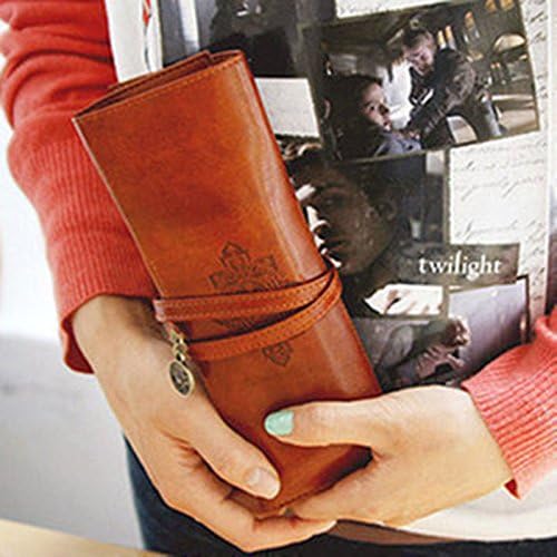 Retro Vintage Pencil Pen Case Cosmetic Pouch Pocket Brush Holder Makeup Bag