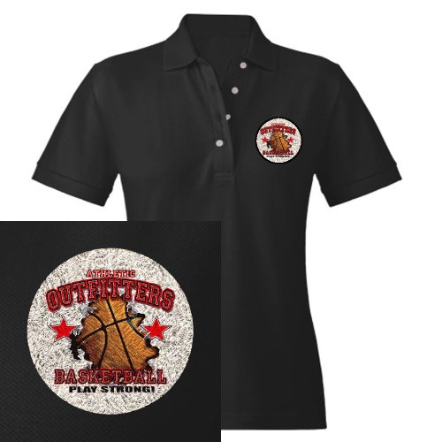 Artsmith, Inc. Women's Embroidered Polo Athletic Outfitters Basketball Play Strong - Black, Large