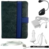 Ultimate Premium Melrose Canvas 2-Tone Kindle Case (Fits 6" Display, 2nd Generation Kindle Only) + Indlues a 4-Inch Determination Hand Strap + Includes a 3 in 1 Combo Travel kit of a Home and Car Charger with a USB Data Sync Cable for your PC + also includes a "Read in the Dark LED Light" with a Flexible GooseNeck