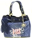 Juicy Couture Day Dreamer Ink Blue Glitter Glam Large Tote Bag