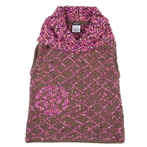 (シャネル) CHANEL #38 01A カメリア マトラッセ ココマーク オフタートル ニット セーター パープル×ブラウン 17575eSaM 中古