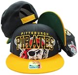 Pittsburgh Pirates Black/Yellow Big Logo Snapback Adjustable Plastic Snap Back Hat / Cap