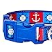Blueberry Pet Essentials 5 Patterns Classy Bon Voyage Nautical Ocean Harbor Designer Adjustable Dog Collar, Large, Neck 18