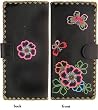 Butterflies and Flower Black Embroidery Large Wallet