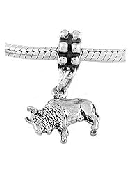 Sterling Silver Buffalo Dangle Bead Charm