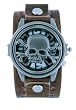 Nemesis Spinning Skull With Brown Leather Cuff Watch