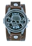 Nemesis Spinning Skull With Brown Leather Cuff Watch