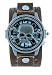 Nemesis Spinning Skull With Brown Leather Cuff Watch