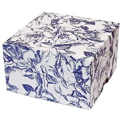 Blue Toile - Set of 4 Two Piece Gift Boxes (5" x 5" x 3")