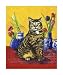 Cat & Tulips II by Isy Ochoa. Size 17.58 inches width by 21.75 inches height. High Quality Art Poster Print