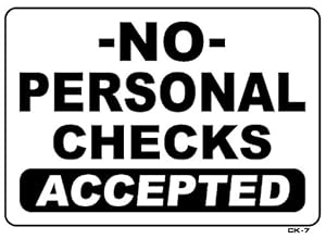 Amazon.com : No Personal Checks Accepted 10"x14" Heavy Duty Plastic ...