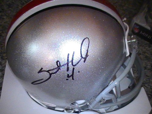 SANTONIO HOLMES SIGNED AUTOGRAPHED OHIO STATE BUCKEYES MINI HELMET COA + HOLOGRAM