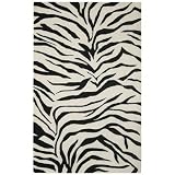 Volare VO-783 Wool Hand Tufted Black / Ivory Zebra Print Rug Size: 3' x 5'