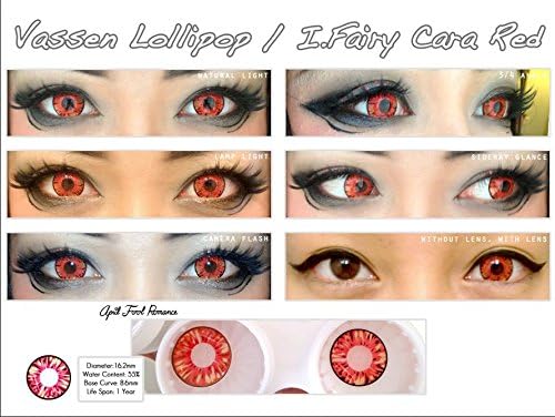I.Fairy CARA / LOLLIPOP Red Eyes Lashes Big Eyes Halloween Costume Cosplay Anime Red Contacts Accessories