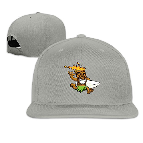 Cute Tiki Surfer Unisex Solid Fitted Adjustable Cap Ash