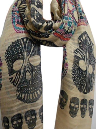 Sugar Skull Scarf Shawl Day Of The Dead Scarf Steampunk | SCARFCLUB