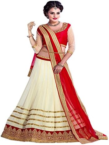 Lavri Women's Georgette Lehenga Choli (Rasam) Free Size Beige