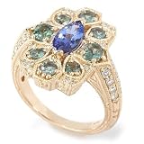 14K Gold Tanzanite, Alexandrite & Diamond Ring