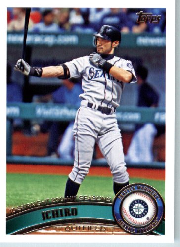 2011 Topps Baseball Card # 385 Ichiro Suzuki - Seattle Mariners - MLB Trading Card (Series 2) in a Protective Screwdown Case
