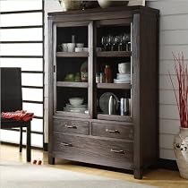 Big Sale Riverside Furniture Promenade Sliding Door Bookcase in Warm Cocoa