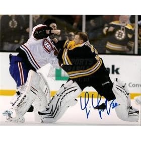 Signed Tim Thomas Photo - fight Carey Price 8x10 - Autographed NHL Photos
