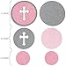 Little Miracle Girl Pink & Gray Cross - Confetti and Balloon Party Decorations - Combo Kit