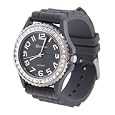 Geneva Platinum CZ Accented Silicone Link Watch