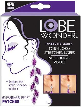 Lobe Wonder Invisible Earring Ear-Lobe Support Patches - Provides Relief for Damaged, Streched Ear-Lobes and Helps Protect Healthy Ear Lobes Against Tearing