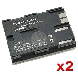 2 PACK BATTERY for CANON/2000mAh BP-511A BP511 BP-512