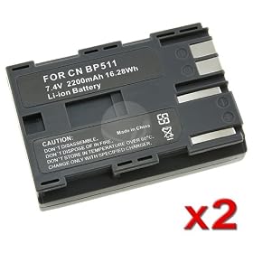 2 PACK BP-511 Compatible Li-Ion Battery for Canon EOS 50D 20D 300D 30D 40D 5D D30 D60... by eforcity