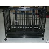 48" Black Commercial Quality Heavy Duty Pet Dog Crate w/Wheels