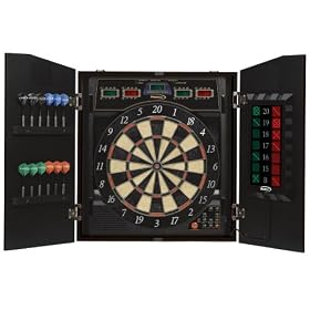 Halex 69805-DKS Cricket View 5000 Dartboard in Cabinet (Black Finish)
