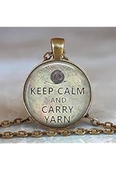 Keep Calm and Carry Yarn Pendant, Knitting Necklace, Knitters Pendant, Knitter's Gift Keychain Key Fob