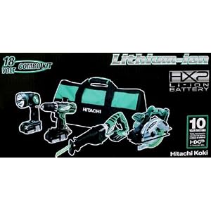 Hitachi 18 Volt Combo Cordless Kit Kc18dbl: Driver Drill Circular Saw Reciprocating Saw... by 