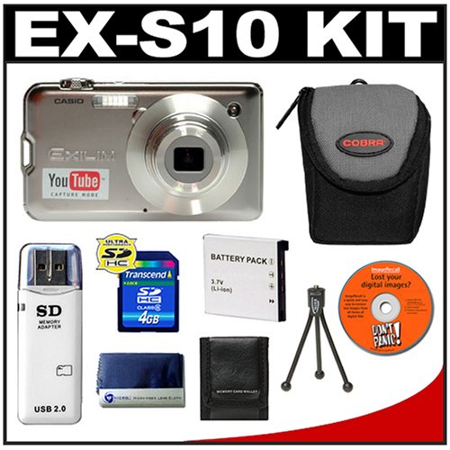 Buy Casio Exilim EX-S10 (Silver) Digital Camera with 4GB SDHC Memory Card + NP-60 Battery + Case +... by CASIO now!