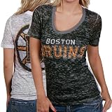 NHL Touch by Alyssa Milano Boston Bruins Ladies Black-White Sublimated Sheer Burnout Premium T-shirt (X-Large)