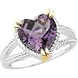 Sterling Silver and 14K Yellow Gold Heart Cut Amethyst Ring