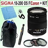 Sigma 18-200mm f/3.5-6.3 DC AF OS (Optical Stabilizer) Zoom Lens for "Canon ....