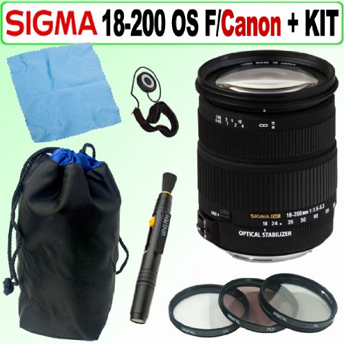 Sigma 18-200mm f/3.5-6.3 DC AF OS (Optical Stabilizer) Zoom Lens for 