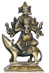 Hindu Religious Statue Lord Ganesh Brass Sculpture 3.5 x 1.75 x 6.25 inches