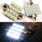 36mm Festoon 16 LEDs SMD LED Bulb White for 6411, 6413, 6418, DE3423, DE3425 (A Pair) by CEC