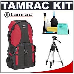 Tamrac 5550 Adventure 10 Digital SLR Camera & Computer Backpack (Red/Black) + Tripod + Accessory Kit for Canon EOS 7D, 5D Mark II III, 60D, Rebel T3, T3i, Nikon D3100, D3200, D5100, D7000, D800, A35, A55, A57, A65, A77 Digital SLR Cameras