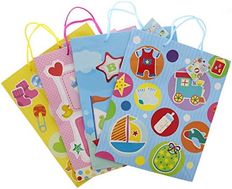 Gift Expressions Baby Cakes Baby Shower Gift Bags - 4 Pack Assorted Styles