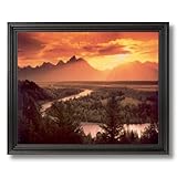 Grand Teton Snake River Sunset Landscape Picture Black Framed Art Print Grand Teton Snake River Sunset Landscape Picture Black Framed Art Print