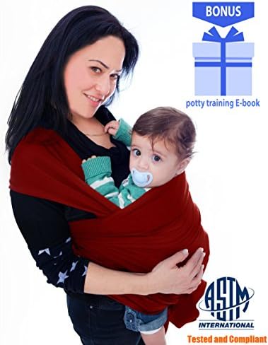 Baby Wrap Carrier Wrapy Tested by ASTM with Lifetime Guarantee - Baby Sling Carrier That Will Keep Your Baby Safe - Comes with "Potty Training" eBook - Brick Red