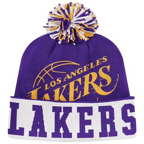 NBA Men's Long Knit Hat - Ke81Z, Los Angeles Lakers, One Size, Purple/white/gold