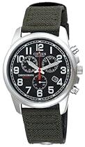  Citizen Eco-Drive Men's Chronograph Canvas Watch #AT0200-05E